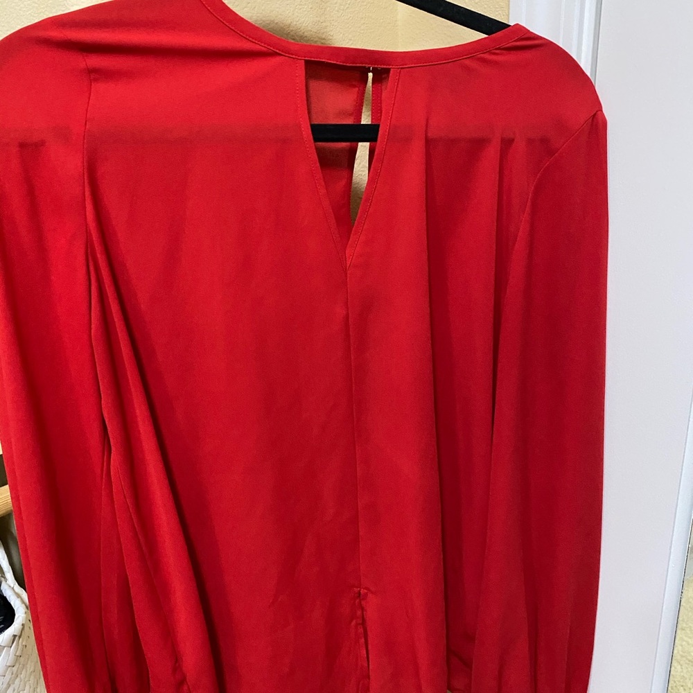 Long sleeve sheer red blouse